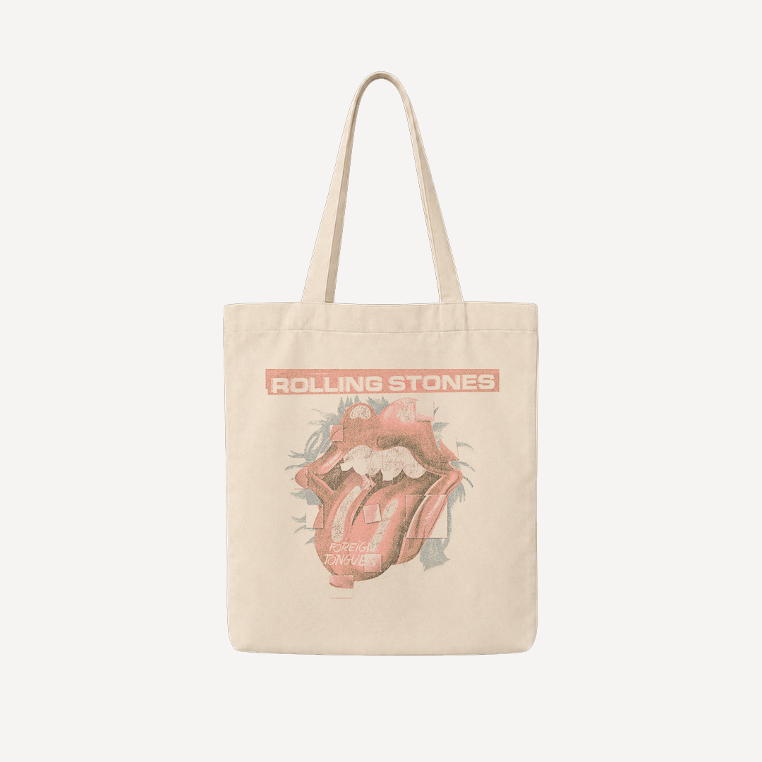 The Rolling Stones Foreign Tongues Beige Tote Bag