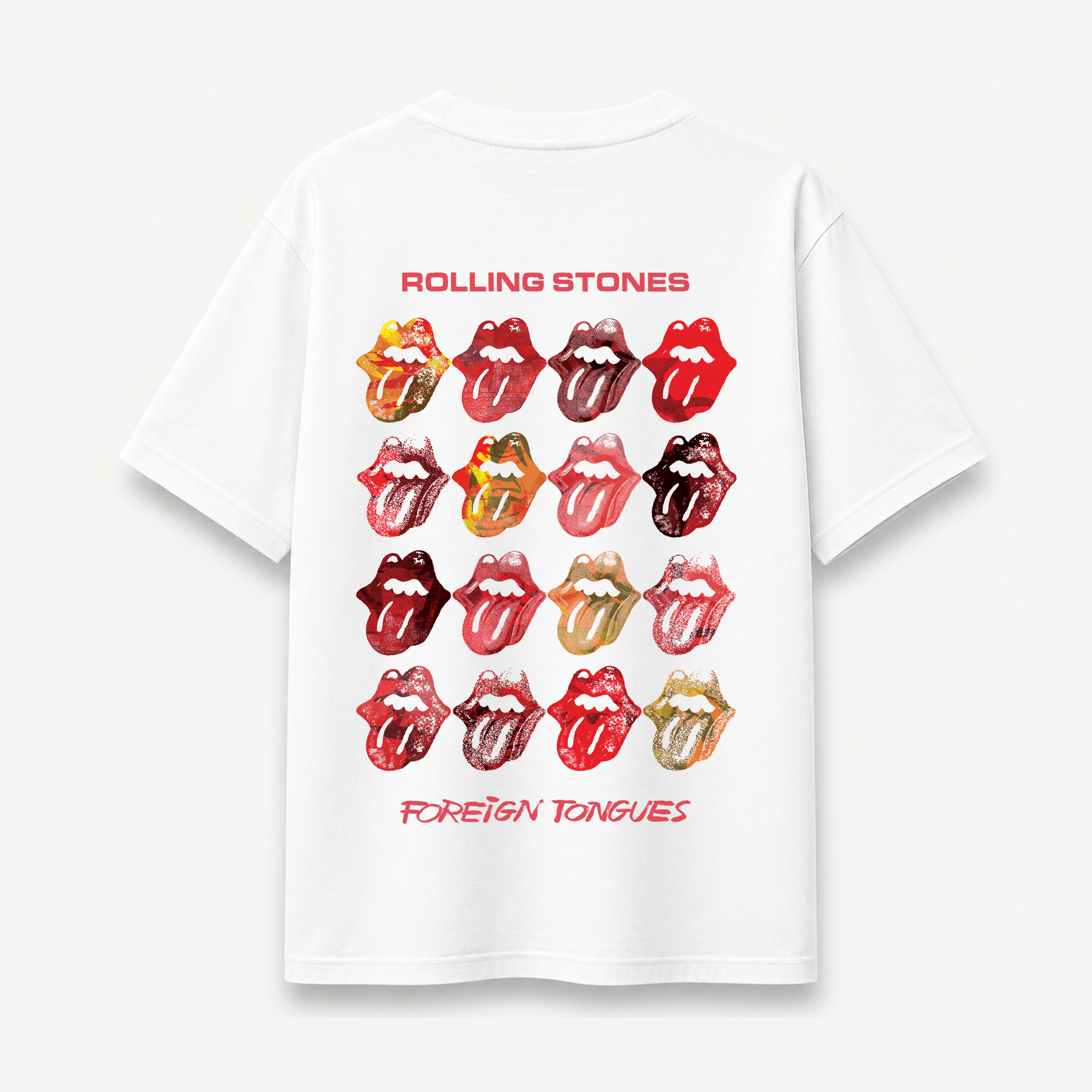 The Rolling Stones Foreign Tongues Pop Art White Relaxed Tee